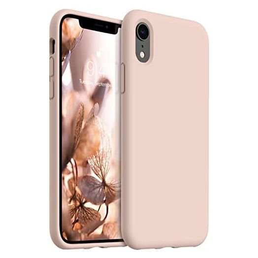AOTESIER iPhone XR Case Ultra Slim Thin Silicone Cover with Full Body Protection [Anti-Scratch Microfiber Lining] Shockproof Bumper Case Compatible with iPhone XR 6.1 inch, Pure Pink