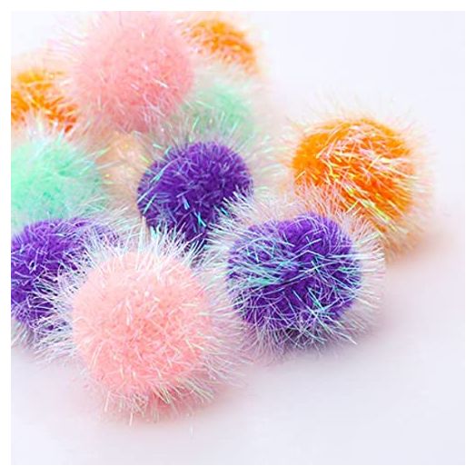 Osvela Cat Ball Toys Assorted Color Pom Pom Sparkle Fuzzy Balls 12 Pack