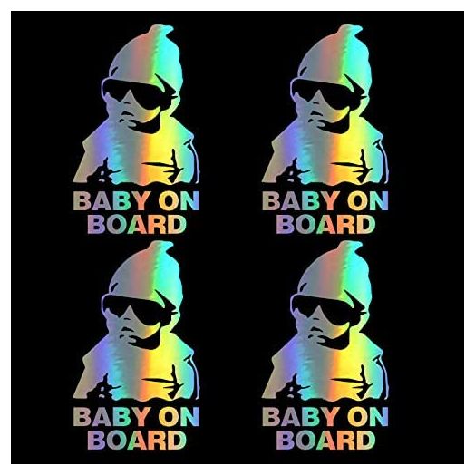 4Pcs Baby on Board Sticker for Cars Baby Safety Warning Sign Colorful Reflective Sign Stickers Car Rear Window Stickers Strong Adhesive Waterproof Sunscreen