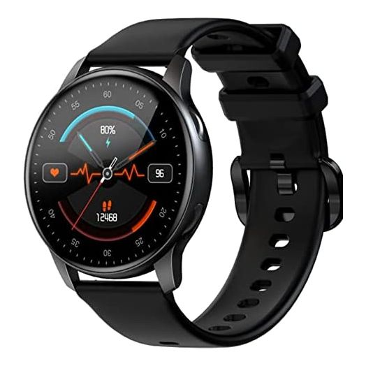 HOAIYO Smartwatch, 1.3" AMOLED HD Screen Fitness Tracker with 14 Sports Modes, 3 ATM Waterproof, Monitor SpO2, Heart Rate, Sleep, Stress for Men and Women for Android iOS (Black, 1.3 inch)