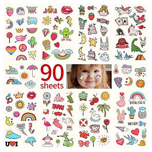 Metker 90 Sheets Kids Waterproof Temporary Tattoos, 1000 Patterns