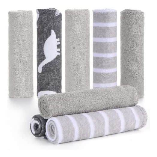 Baby Washcloths, Momcozy Ultra Soft Absorbent Towel, 8pcs Newborn Bath Face Towel, Natural Reusable Baby Wipes for Sensitive Skin, Baby Registry as Shower, 10"x10" (Gray)