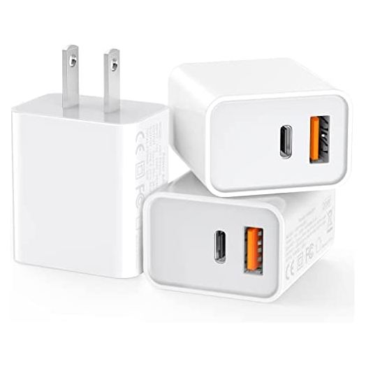 iPhone 11 12 13 Pro Max Charger, Upgraded Certified 3-Pack 20W Durable Dual Port PD Block Fast USB-C Wall Charger for iPhone 13/12/11 /Pro Max, XS/XR/X, iPad Pro, AirPods Pro, Samsung Galaxy and More