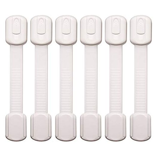 Baby Proofing Safety Cabinet Locks - Child Proof Latches for Drawer Cupboard Dresser Doors Closet Oven Refrigerator - Adjustable Childproof Straps by Oxlay - White - 6 Pack