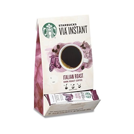 Starbucks VIA Instant Coffee, Dark Roast Coffee, Italian Roast, 100% Arabica, 1 box (50 packets)