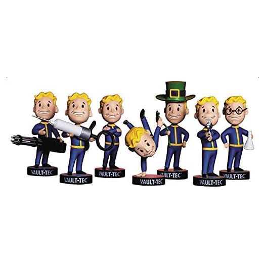 Fallout Vault Boy 111 Bobbleheads Vault-Tec Complete Series 3 -Agiility, Arms Crossed, Big Guns, Luck, Medicine, Science & Small Guns, Blue, Yellow