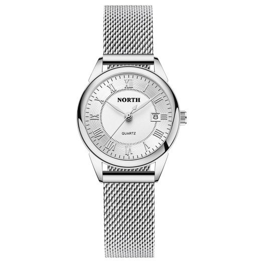MONDISOLT Silver Analog Women's Watch Stainless Wteel Mesh Belt, Waterproof Silver Ladies Wrist Watch for Women with Date