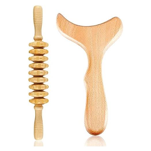 Wood Therapy Massage Tools Wooden Gua Sha Kits Maderoterapia Kit Body Sculpting Tools Wood Massager Roller for Relax Muscles (2)