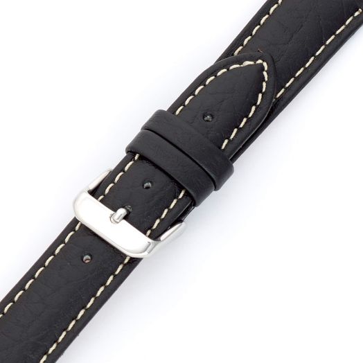 Hadley-Roma MS-906 Black 24mm Long Men's Genuine Leather Watch Band