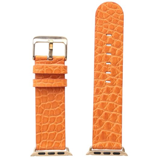 Hadley Roma AP1000UAG38R 38mm Apple Strap Alligator MTE Leather Alligator Orange Watch Strap