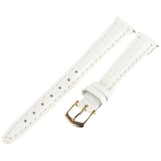 Hadley-Roma Women's 12mm Leather Watch Strap, Color:White (Model: LSL135RT-120)