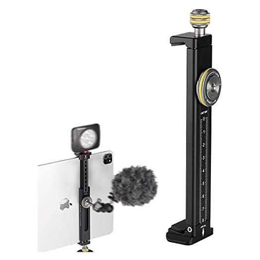 Aluminum iPad Holder for Tripod Mount, Universal Phone Tablet Clamp Tripod Adapter Bracket w Cold Shoe Mount 1/4 inch Screw and Acra Swiss Rail for iPad 4/Mini/Air/Pro/Surface Pro/iPhone/Galaxy Tab