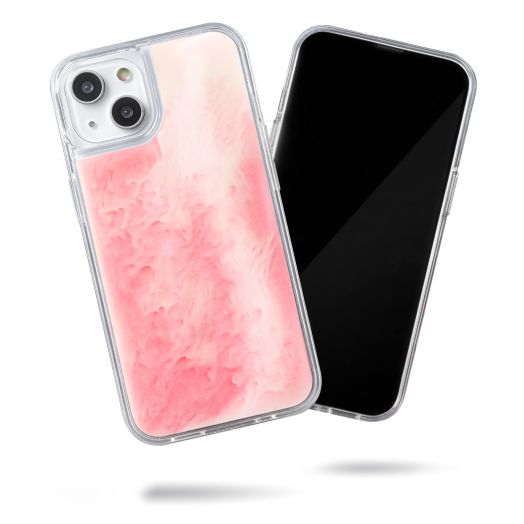 SteepLab Flowing Neon Sand Liquid Case for iPhone 14 (2022, 6.1") - Full Body Protection with Raised Bezel (Pink Peach n Sand)