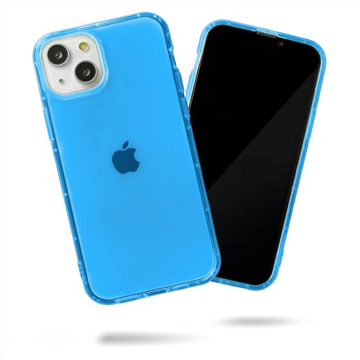 SteepLab Neon Highlighter Case for iPhone 13 (2021, 6.1" Screen) - The Grippy Jelly Case w/Protective Air Pockets (Elevated Azure Blue)
