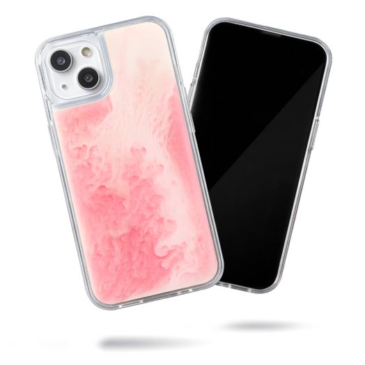 SteepLab Flowing Neon Sand Liquid Case for iPhone 13 (2021, 6.1") - Full Body Protection with Raised Bezel (Pink Peach n Sand)