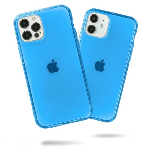 SteepLab Neon Highlighter Case for iPhone 12 & iPhone 12 Pro (2020, 6.1" Screen) - The Grippy Jelly Case w/Protective Air Pockets (Elevated Azure Blue)