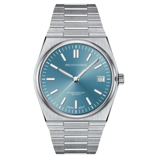 TACTO Specht&SOHNE Quartz Watches for Men Japan Movt Stainless Steel Classic Watch Sapphire Glass Luminous 41MM Waterproof Wrist Watch (Tiffany Blue)
