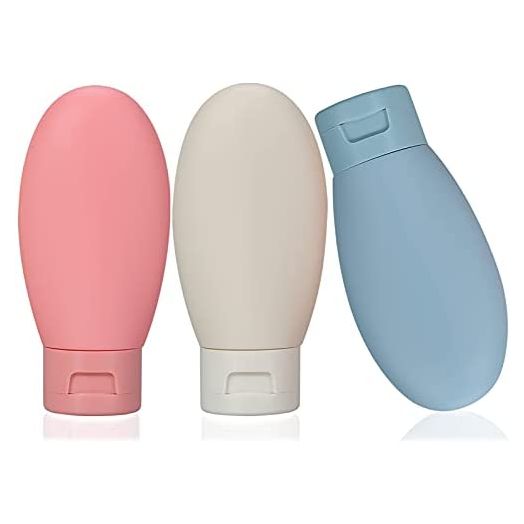 3 Pcs Travel Bottles Set,60ML Travel Bottles & Containers,Small Mini Empty Plastic Squeeze Bottles for Travel Toiletries,Shampoo and Conditioner with Storage Bag