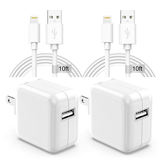 Apple iPad Charger Wall Charger and Cord 10 ft 2Set,12W iPad Charger Fast Charging Block & iPad Charger Cord 10 ft Apple Certified Lightning Cable for iPad 7th 8th 9th Generation,iPad Air/Mini,iPhone