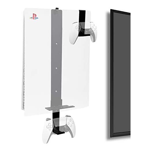 Wall Mount for PS5 Playstation 5 Disc Edition and Digital Edition (Mounts The Console on Wall Near or Behind TV with Invisible Design), Including 2 Accessory Holders for Controller & Headset (Black)