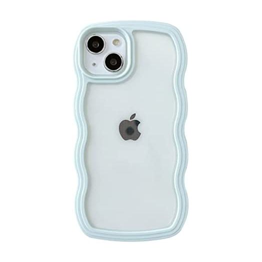 Caseative Cute Curly Wave Frame Shockproof Soft iPhone Case for Women Girls (Green,iPhone 12 Pro)