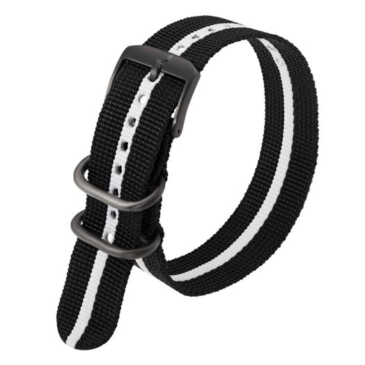 Luminox Men's Black & White 23mm Webbing Nylon Strap Stainless Steel 2 loops Watch Band