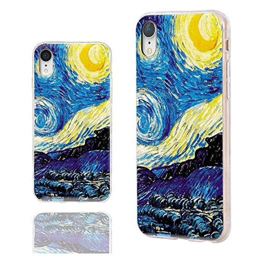 iPhone XR Case Cute Cool,ChiChiC 360 Full Protective Shockproof Thin Slim Flexible Soft TPU Clear Case Cover with Cool Design for iPhone XR 6.1,Aesthetic Famous Painting Van Gogh Starry Night