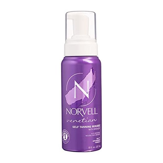 Norvell Venetian Sunless Self-Tanning Mousse with Bronzer - Instant Self Tanner - Natural Looking - Anti-Orange - Fake Tan for Bronzing Glow, 8 fl.oz.