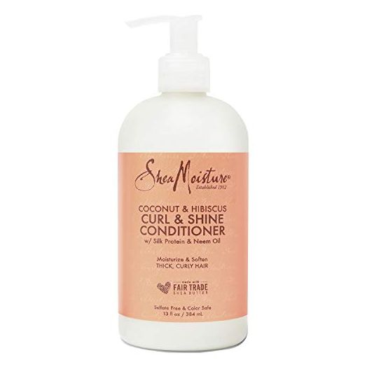 SheaMoisture Curl Shine Silicone Free Conditioner for Curly Hair Coconut Hibiscus Moisturize & Define 13oz
