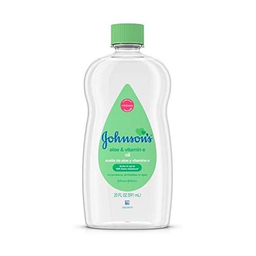 Johnson's Baby Oil Mineral Oil Enriched with and Vitamin E, 22347, Aloe Vera VE, 20 Fl Oz