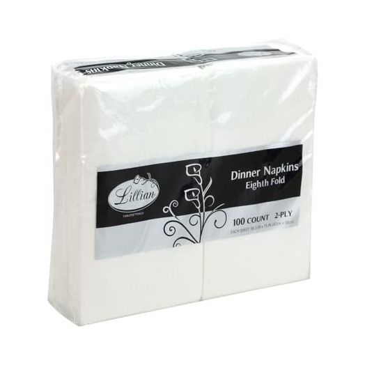 White Napkins, 1/8 Fold Dinner Napkin, 100 Count (Value Pack)