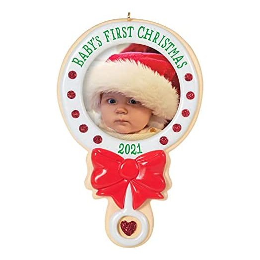 Hallmark Keepsake Christmas Ornament, Year Dated 2021, Baby's First Christmas Photo Frame