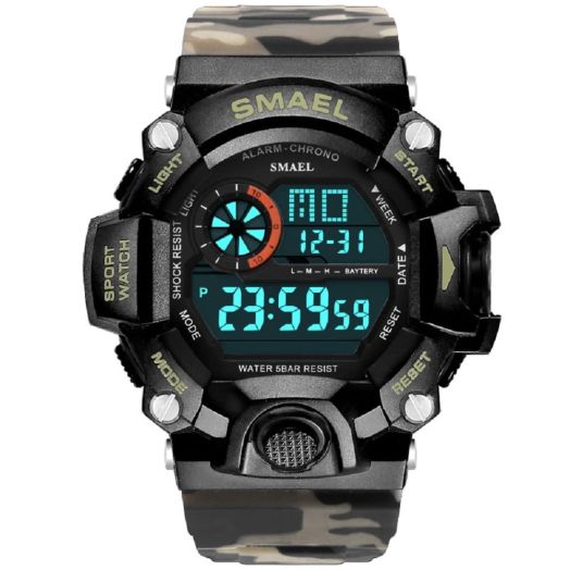 strived Men's Watches Military Sports Electronic Waterproof LED Stopwatch Digital Analog Dual Time Outdoor Army Wristwatch Tactical, Beige, 1385