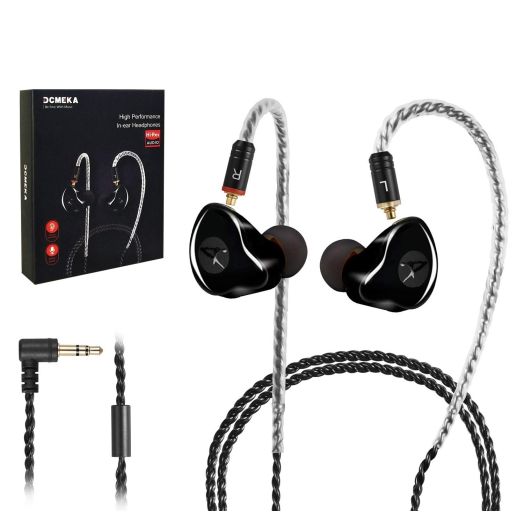 in Ear Monitor Headphones, HiFi Stereo IEM Earphones, Dynamic Dual Driver Wired Earbuds with Detachable Cable, Noise Canceling Headset for Singers Musicians Drummers Audiophile (Black)
