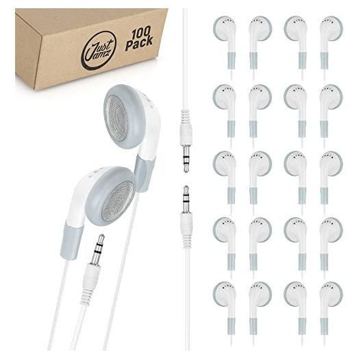 Bulk Earbuds | Wholesale Pack of 100 Basic Simple White Earphones, Bulk Quality Headphones, Comfertable Headset, Disposable, Compatible with iPhone 5 5s 4 4s 3G 3Gs iPod MP3 MP4