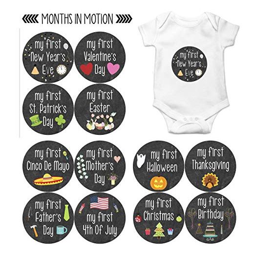 Months In Motion My First Holiday Baby Stickers Milestone Christmas, Birthday, Halloween, Easter, Thanksgiving Baby Sticker Chalkboard