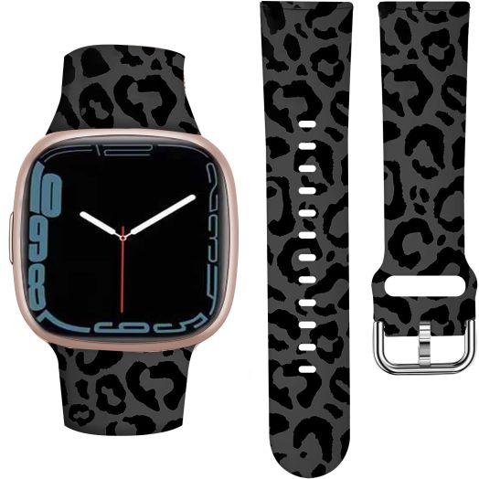ANDRIU Compatible with Versa 4/Versa 3/Sense/Sense 2 Band for Women Girl, Cute Fadeless Replacement Sport Band Strap for Versa 4/Versa 3 Smartwatch(Luxury Black Leopard Skin)