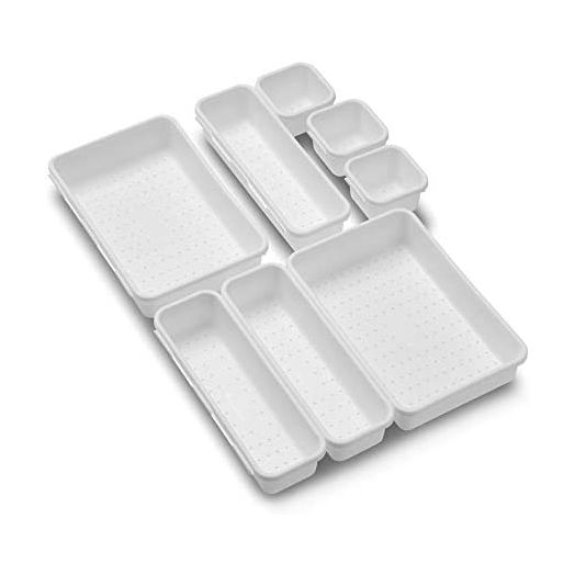 madesmart Baby 8-Piece Interlocking Bin Pack - White | BABY COLLECTION | Customizable Multi-Purpose Storage | Organizer for Baby Care Products, Spoons or Wipes | BPA-Free