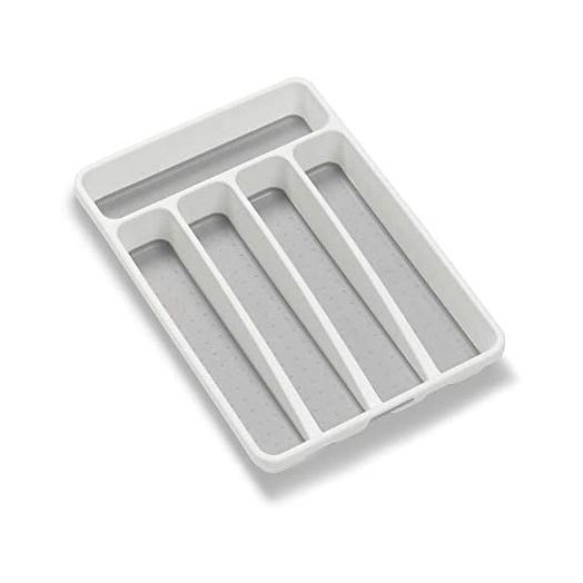 madesmart Classic Mini Silverware Tray, White, 5-Compartments Kitchen Organizer