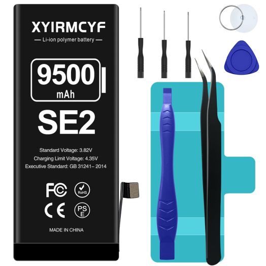 9500mAh Super Capacity Battery Compatible with iPhone SE2 (SE 2020 2nd Generation), 0 Cycle Li-Polymer Replacement Battery for iPhone SE 2020, with Professional Repair Tool Kit
