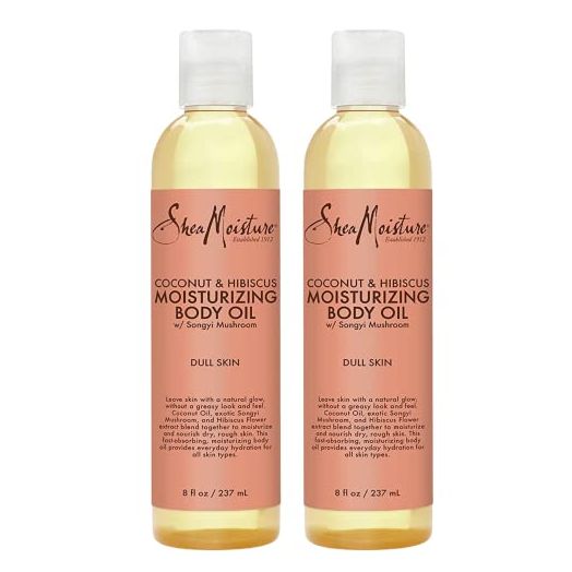 Shea Moisture Coconut & Hibiscus Bath, Body & Massage Oil, 8 Ounces - 2pc
