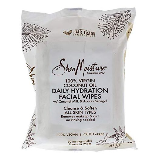 Shea Moisture 100 Percent Virgin Coconut Oil Daily Hydration Facial Wipes for Unisex, 30 Count