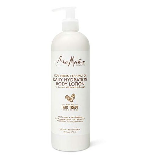 SheaMoisture Daily Hydration Body Lotion Moisturizer for All Skin Types, 100% Virgin Coconut Oil & Acacia Senegal, Paraben Free, White, 16 Fl Oz