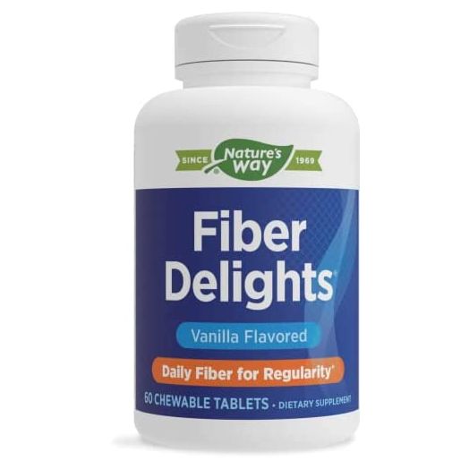 Enzymatic Therapy Fiber Delights Daily Fiber for Regularity, Vanilla Flavor, 60 Chewables