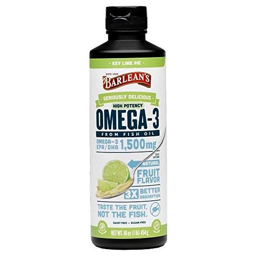 Barlean's Key Lime Pie High Potency Omega 3 Fish Oil Supplements, 1500mg of Omega 3 EPA/DHA