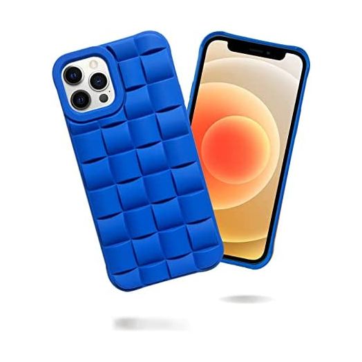 Clouds Compatible iPhone 12 Case & iPhone 12 Pro Case, Plaid Desgin Soft TPU Full Protection Shockproof Case Cover for iPhone 12/12 Pro (Blue)