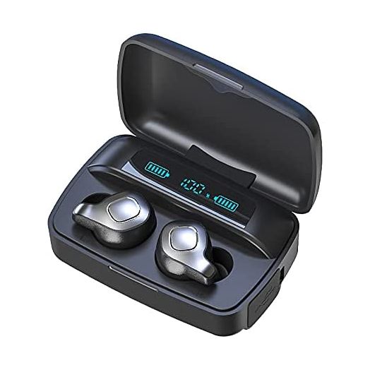 UScarmen Wireless Earbuds New Technology Air 4 mics Bluetooth 5.0 Earbud Touch Control USB-C Quick Charge deep Bass in-Ear Detection Headphones (Black F8)