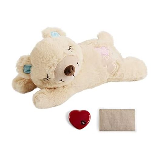 PetPrime Dog Heart beat Puppy Plush Rabbit Toy - with Warmer Bag Pet Soft Anxiety Puppy Relief Toy for Puppy Dogs Heartbeat Stuffed Animal Puppy Sleeping Buddy Anxiety Dog Toy (Bear)