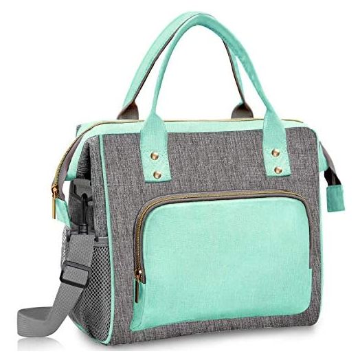 Lunch Bag Women, Insulated Lunch Bag, Lunch Cooler Bag with Adjustable Strap, Leak Proof Tote Bag for Women Work, School, Picnic, Fishing, Teal Lunch Tote Bags for Women,Gifts for Women, Mom(Green)