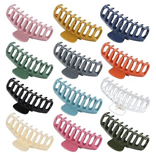 Hair Claw Clips Large Stylish Hair Clips Barrettes with 12 Colors Hair Claw Clips (12 Pack)